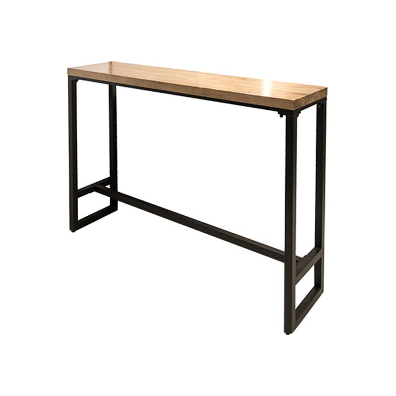 Pine Wood Bar Dining Table Industrial Rectangle Bar Table with Trestle for Milk Tea Shop