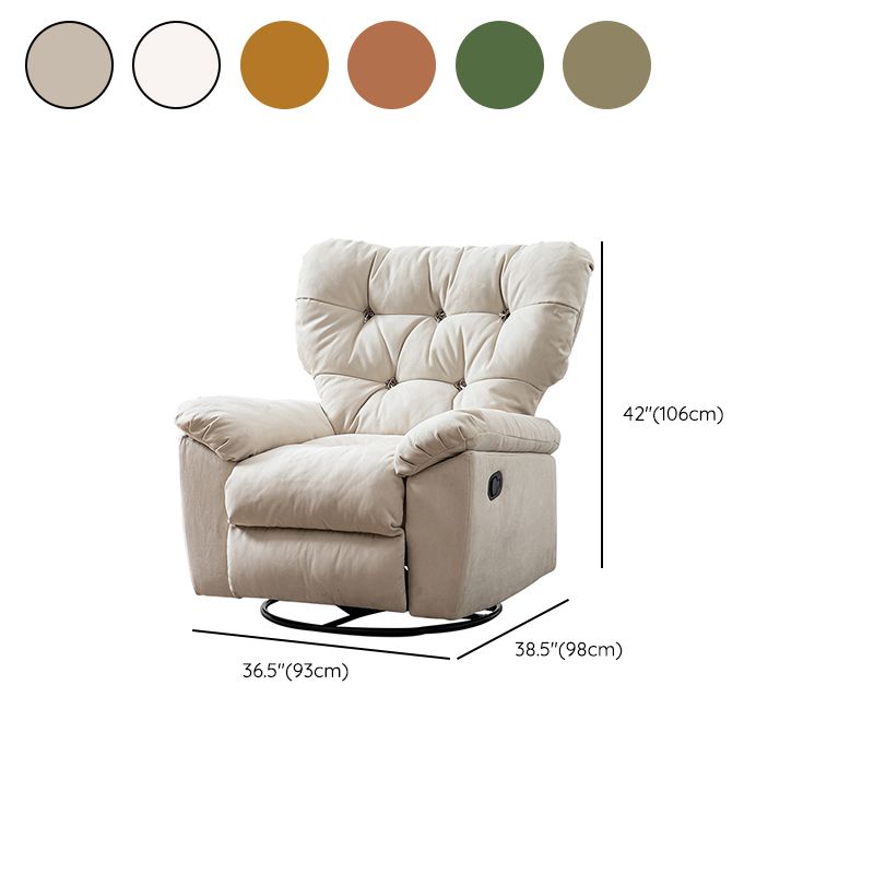 Metal Frame Standard Recliner with Tufted Back Solid Color Microsuede Recliner Chair