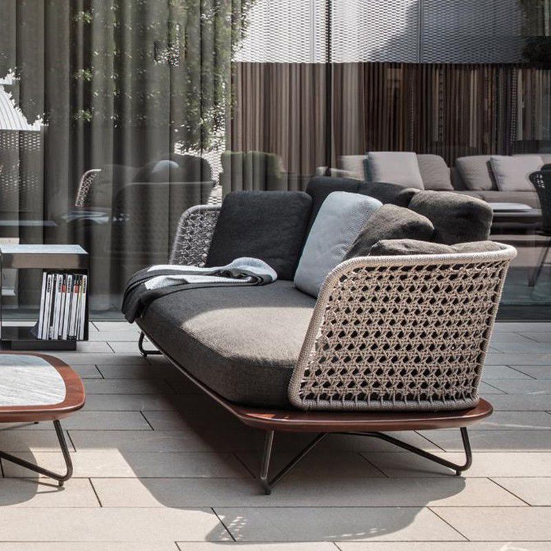 No Distressing Patio Sofa Metal Outdoor Patio Sofa with Cushions