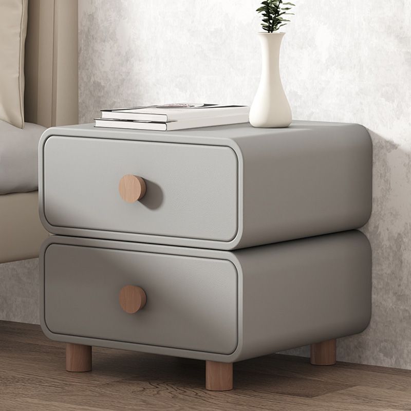 Modern Bed Nightstand Classic Leather Bedside Cabinet with Drawers