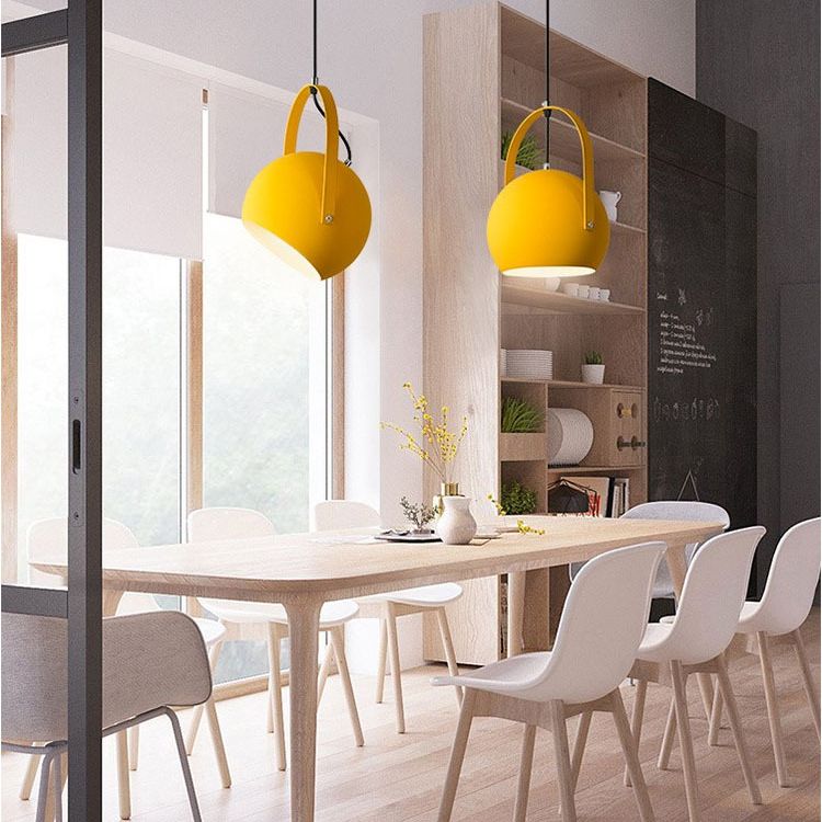 1 Light Ball Hanging Lights Nordic Style Iron Ceiling Fixture with Hanging Cord for Restaurant