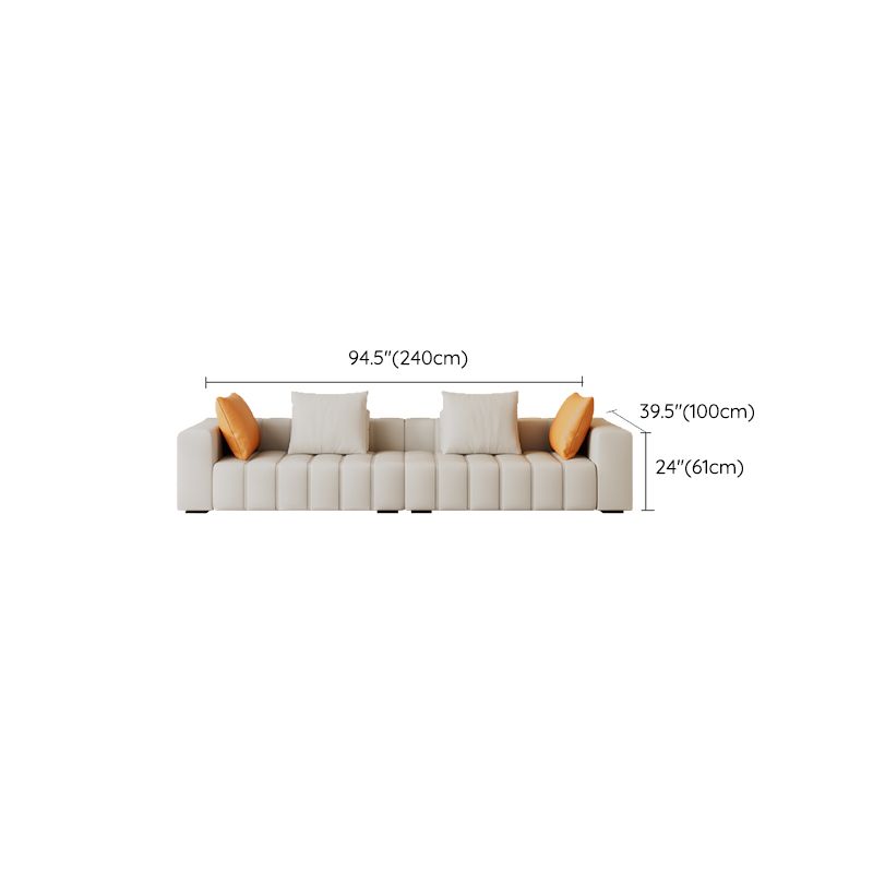 Sqaure Arm Biscuit Back Sectional Modern Genuine Leather Sectional