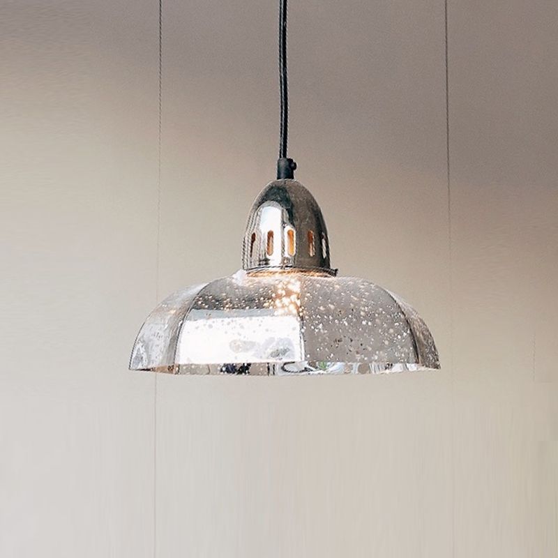 1-Light Pendant Style industriel Géométrique Silver Mercury Glass Hanging Light for Cafe