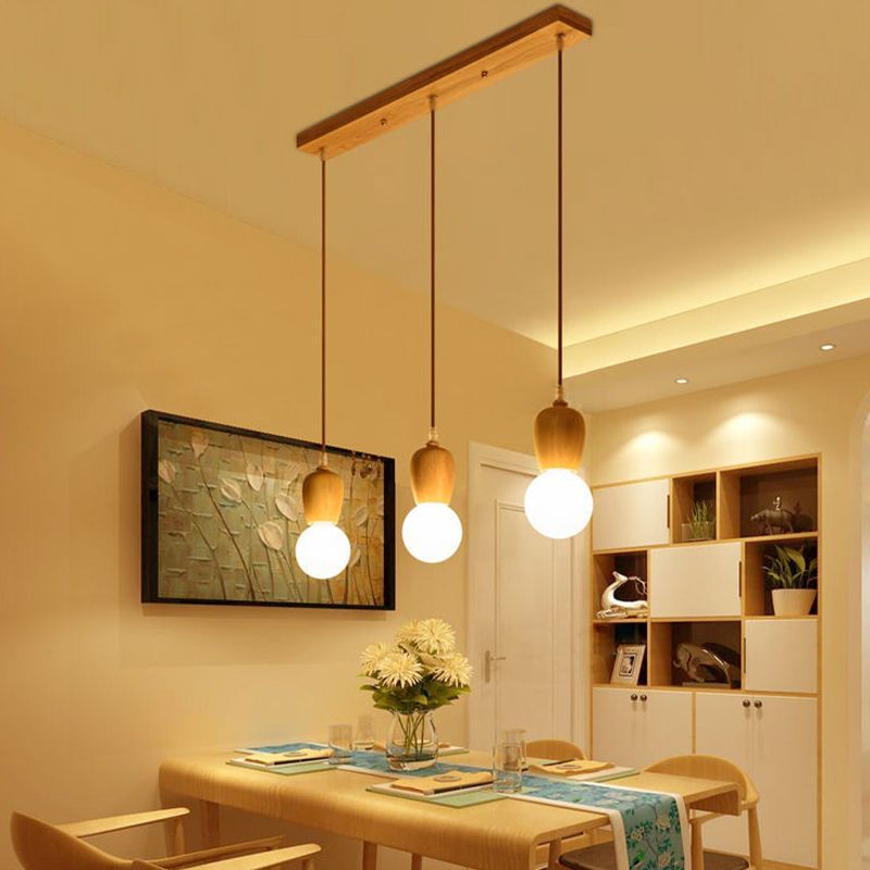 Geometric Pendant Light Fixture Nordic Wooden Hanging Pendant for Bedroom