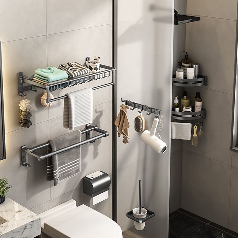 Gray Bathroom Accessory As Individual Or As a Set with Towel Bar/Bath Shelf/Robe Hooks