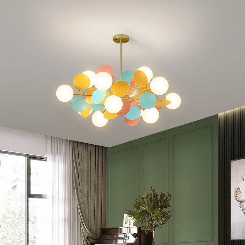 Modern Glass Chandelier Simple Hanging Pendant Light Fixture for Bedroom