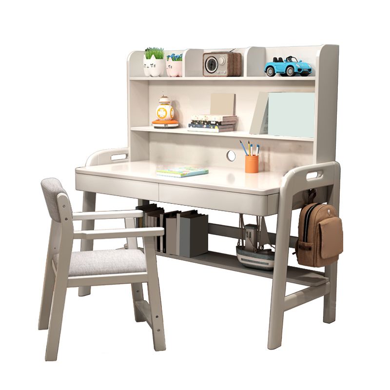 Contemporary Student Table with Side Storage Hook and Storage Drawes