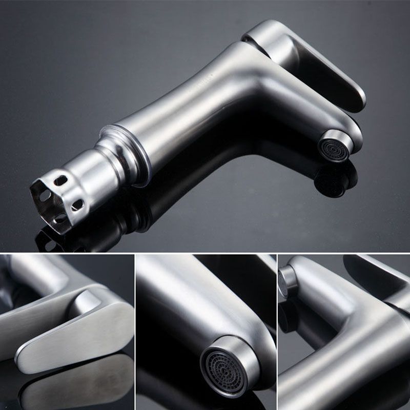 Contemporary Stainless Steel Vessel Faucet Lever Handles Low Arc Vessel Faucet