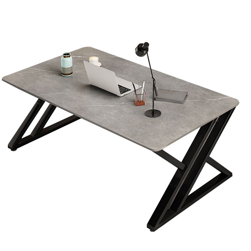 Stone Rectangular Writing Desk Industrial 29.53" Tall Office Desk with Sled Base