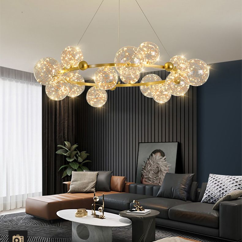 Modern Pendant Chandelier Circular Chandelier Hanging Light Glass Globe Chandelier