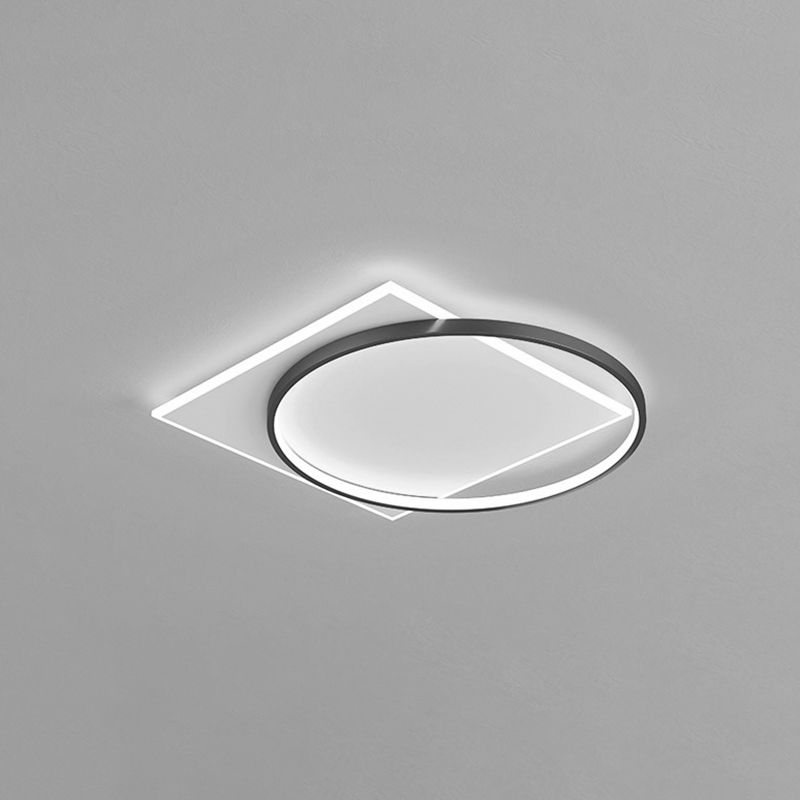 Montaje empotrado LED acrílico en luz de techo geométrica de hierro de estilo creativo moderno en blanco y negro