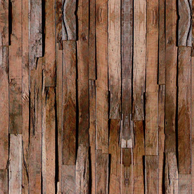 29.1 sq ft. Plaster Wallpaper with Rustic Brown Faux Wood and Stripe, Peel and Stick