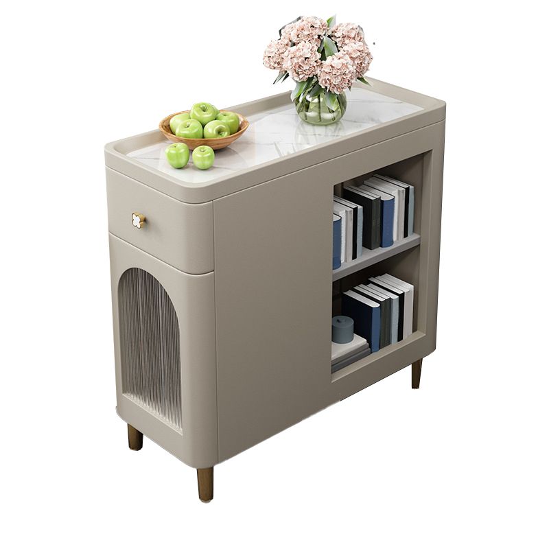 Contemporary Accent Table Nightstand Stone Nightstand with Drawer