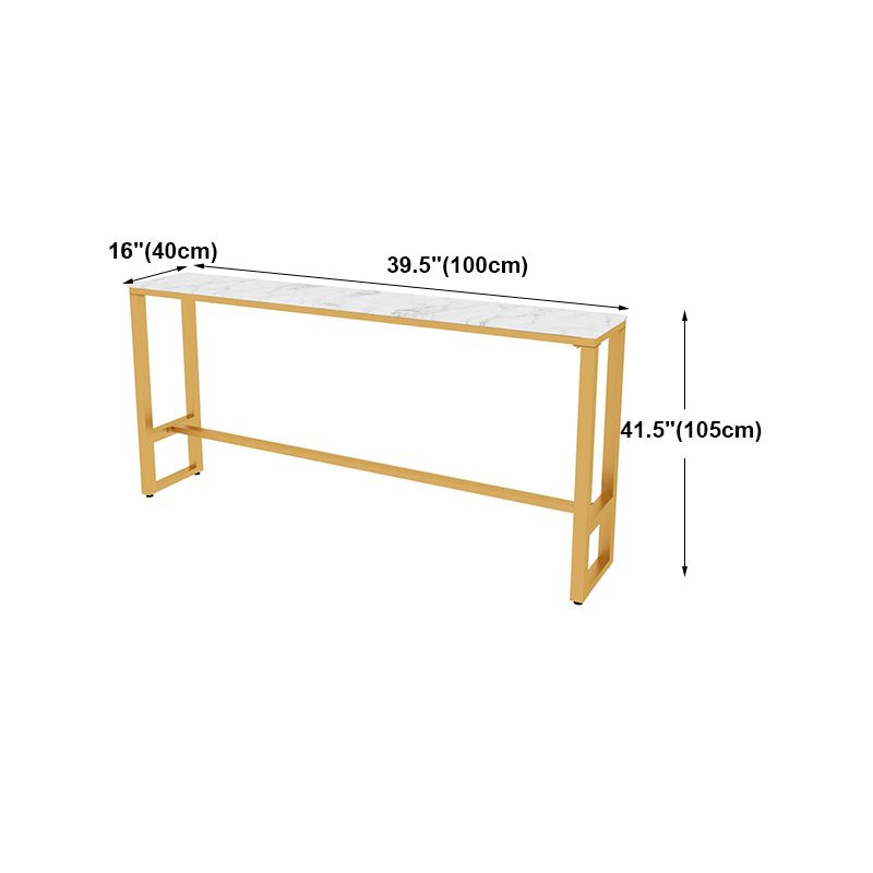 White Glam Style Bar Table in Faux Marble and Metal Living Room Simple Bar Table