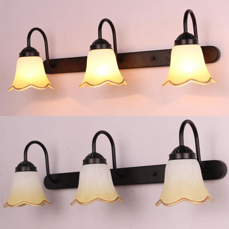 Traditional Simplicity Bell Vanity Sconce Lights Cream Glass Wall Mount Light Fixture for Bathroom