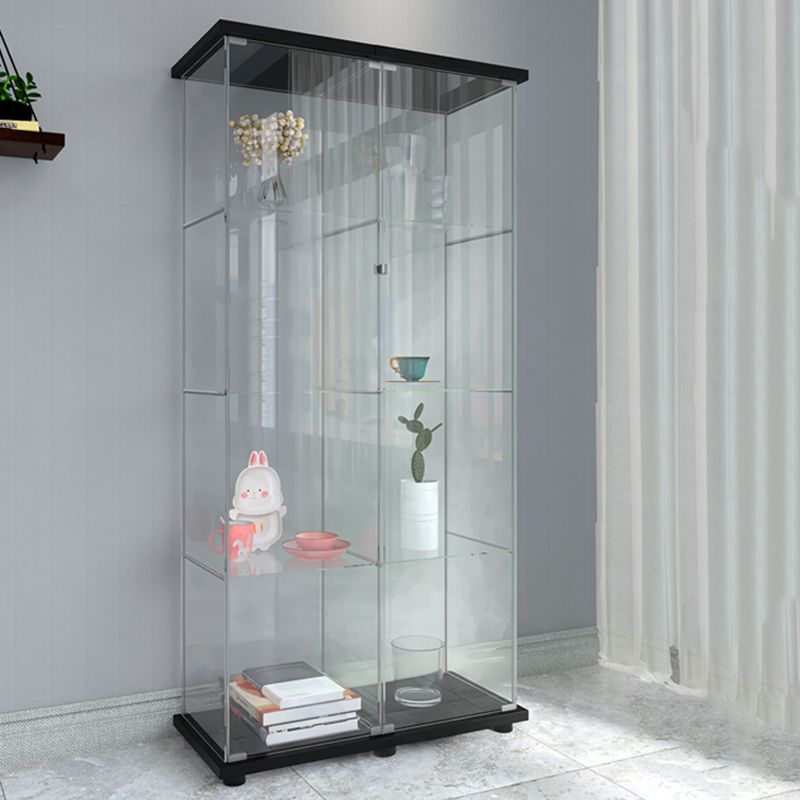 Contemporary Tempered Glass Curio Cabinet Glass Doors Display Cabinet for Bedroom