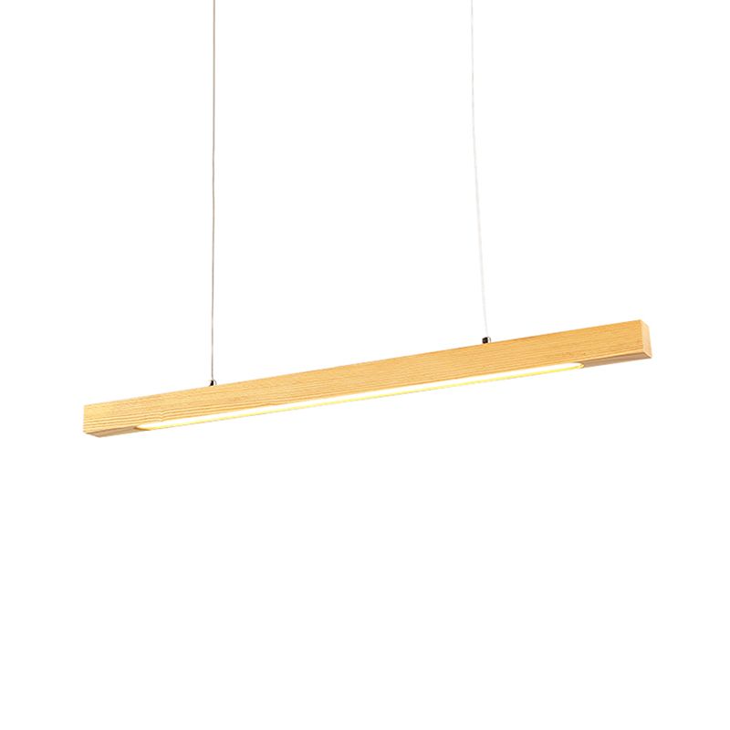 Pendentif LED linéaire en bois japonais moderne léger léger le plafond beige en lumière chaude / blanche pour salle à manger