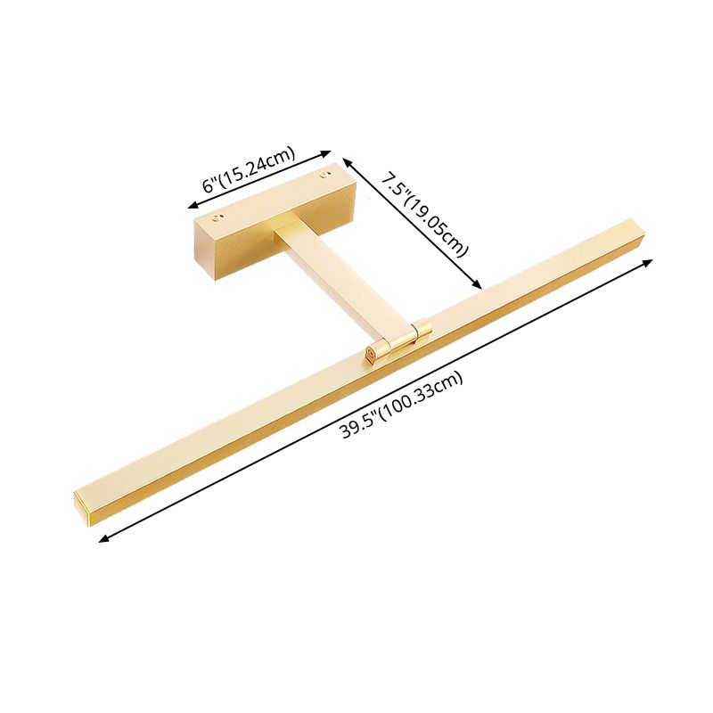 Luces de pared de espejo lineal lineal de metal 1 Cabeza de montaje en la pared de la cabeza en oro
