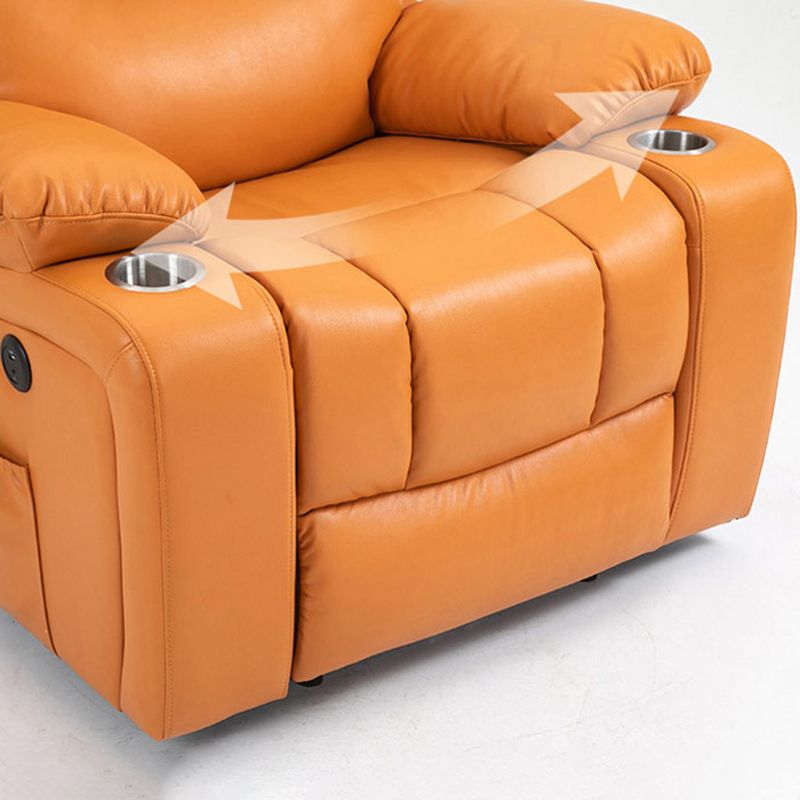 Traditional Leather Recliner Standard Recliner with Massage and Storage