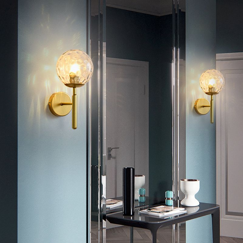 Metal Wall Sconce Ball Shape Vanity Lamp with Glass Shade for Bathroom