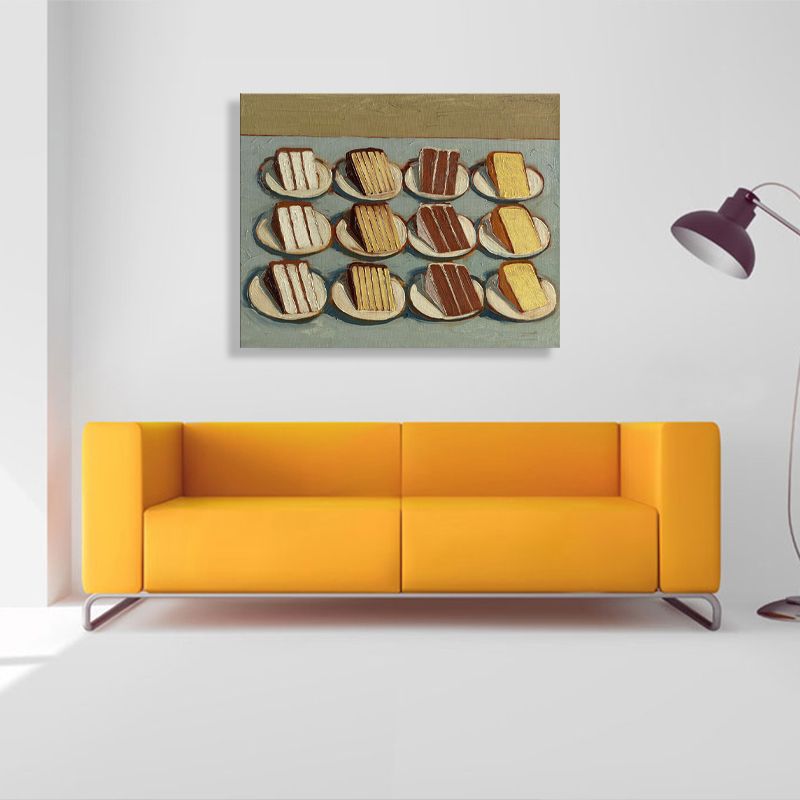 Brown Cakes Pattern Canvas Textured Wall Art Print for Girls Bedroom, Multiple Sizes