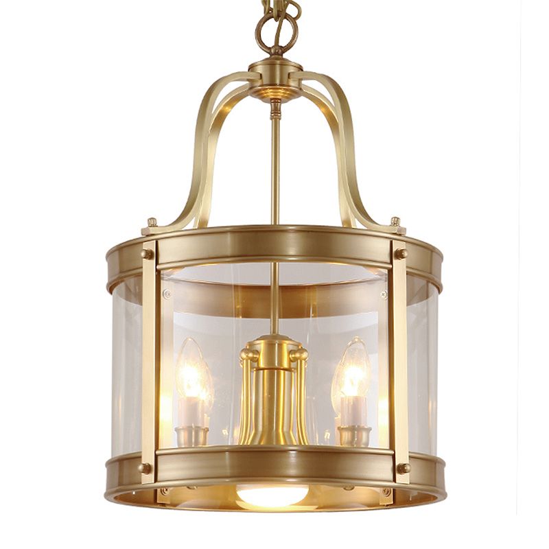 5 Leuchten Kronleuchter anheizt helles Kolonialtrommel durch klare Glasfeedlampe für Wohnzimmer, 14,5 "/18" W.