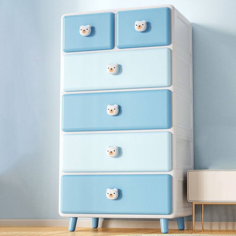 Contemporary Vertical Nursery Dresser Plastic Kids Nightstand with Drawers