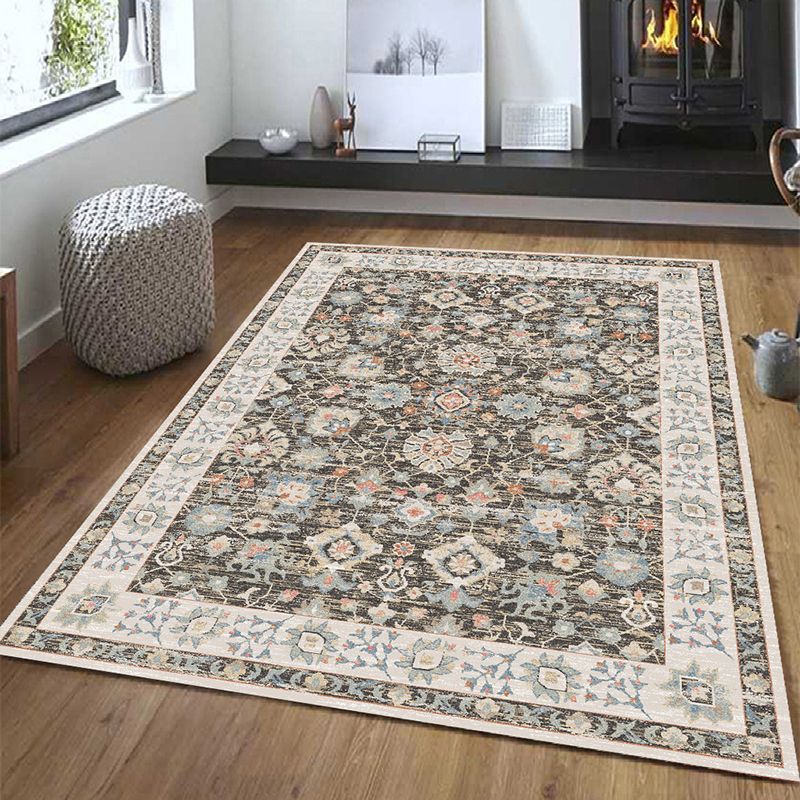 Classic Floral Design Indoor Rug Shabby Chic Distressed Carpet Polyester Non-Slip Backing Area Rug for Home Decor