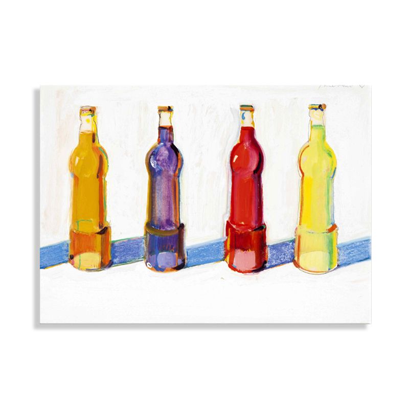 Beverage Bottles Wall Decor in Yellow Traditional Style Painting for Living Room