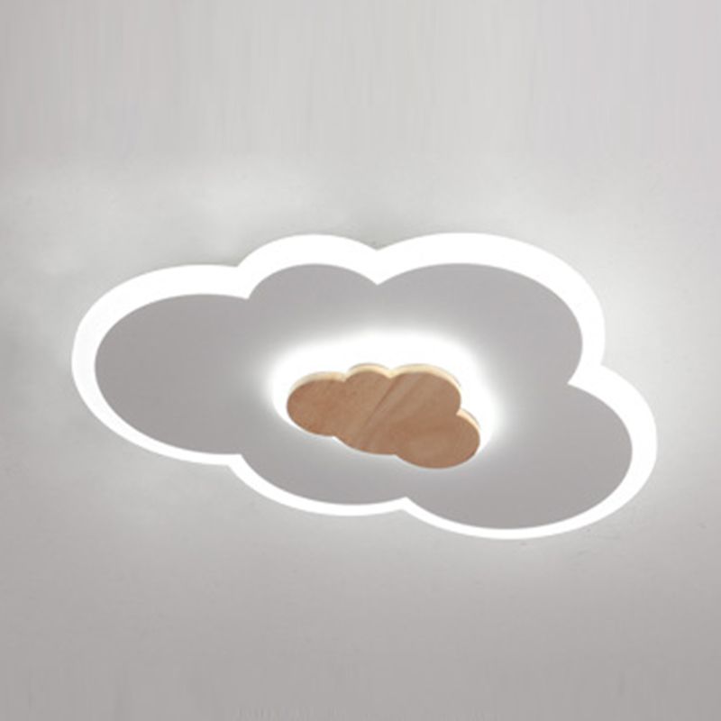 Metal Cloud Shape Flush Mount Light Kid Style 2-Lights Flush Mount Ceiling Light in White