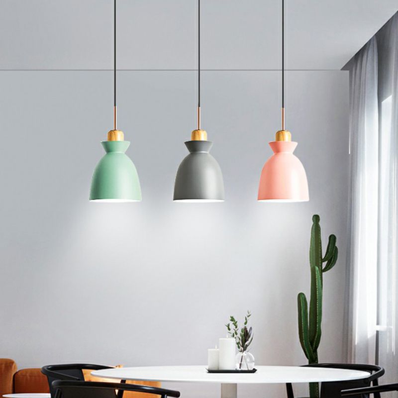 Macaron 3-Light Pendant Lamp Black Geometric Multi Ceiling Light with Metal Shade for Restaurant