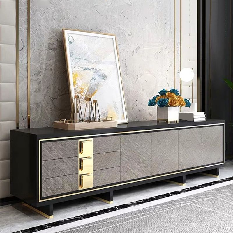 Glam TV Stand Console Enclosed Storage TV Media Stand with Drawers