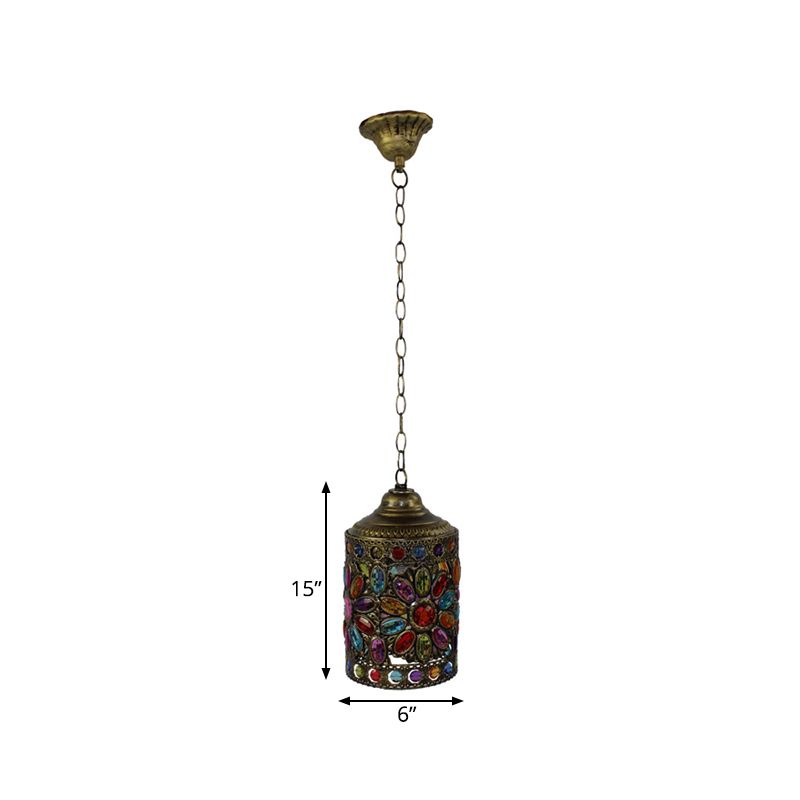 Éclairage d'éclairage suspendu en laiton métallique 6 "/6,5" W 1 tête de pendentif de plafond vintage pour restaurant