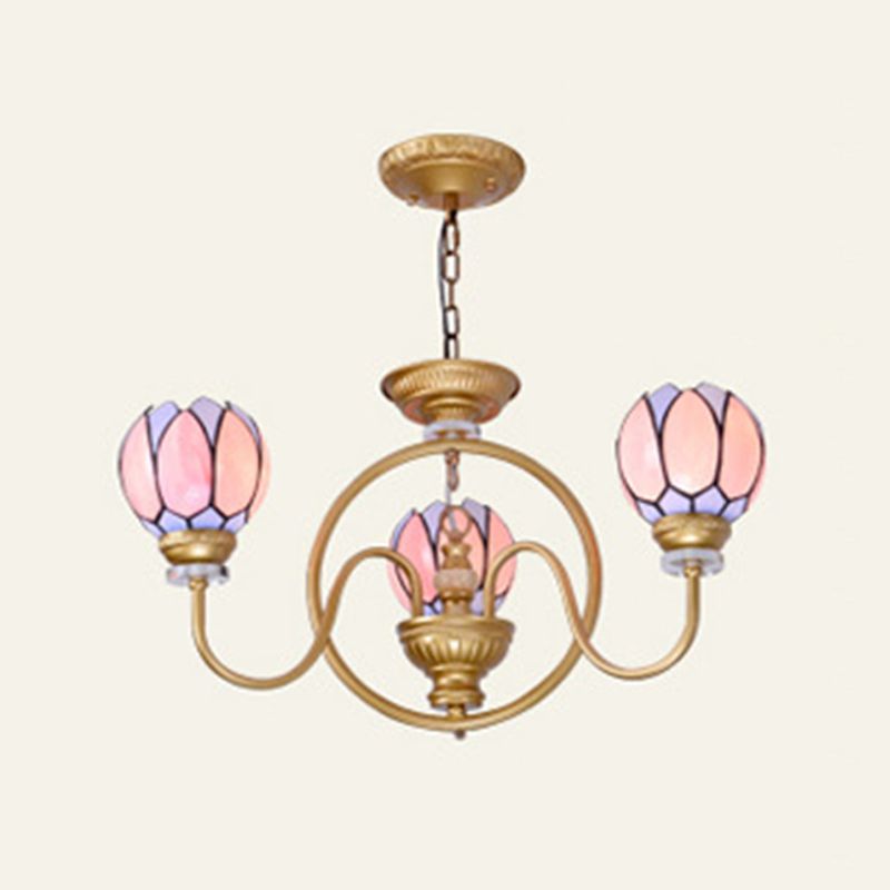 Gold 3/5/6 LUMIÈRES CHANDELIER PENDANT LEIL TIFFANY TACK VERRE LEPLIQUE DE PLADIER POUR LE SOIR