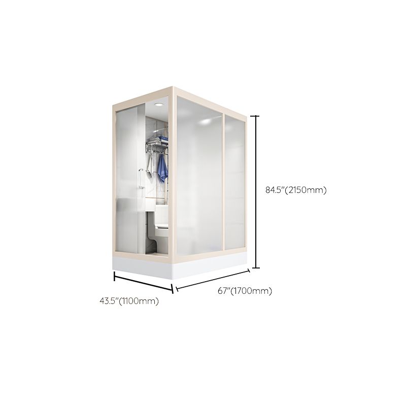 Modern Framed Tempered Glass Shower Kit with Base Included Framed Shower Stall in White