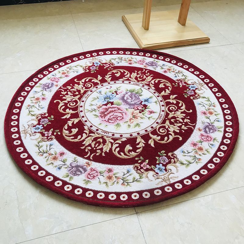 Antique Floral Printed Rug Multicolor Polypropylene Indoor Rug Anti-Slip Backing Pet Friendly Easy Care Carpet for Decor