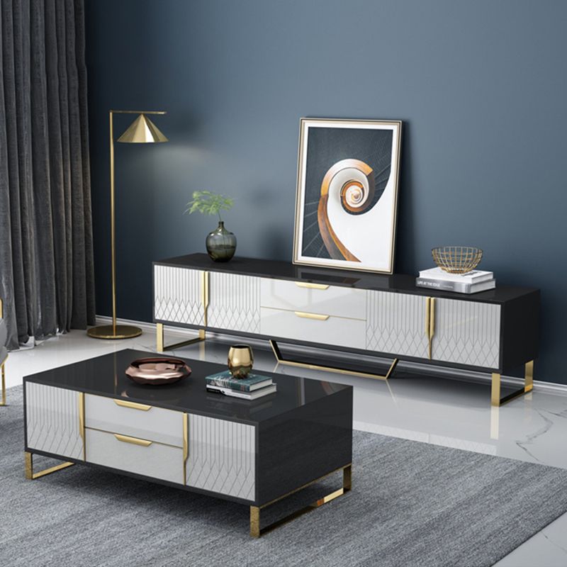 Glass TV Media Console Glam Media Console TV Stand with Drawers