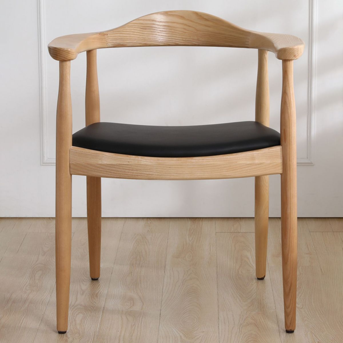 Nordic Style Arm Chair Wood Open Back Dining Side Chair for Restaurant