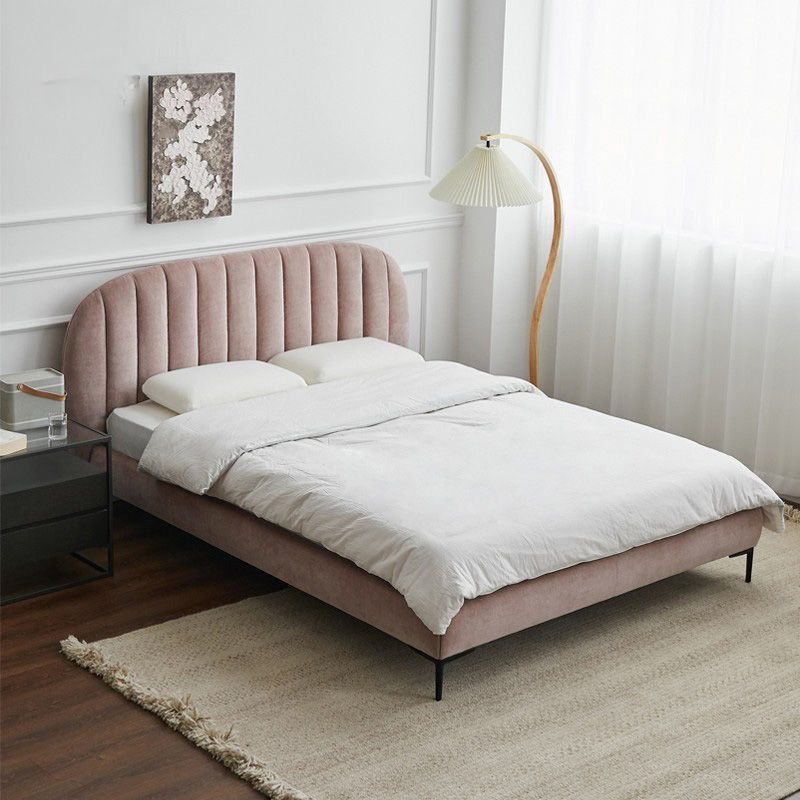 Contemporary Kids Bed Metal Pink Upholstered Headboard Princess Panel Mattress