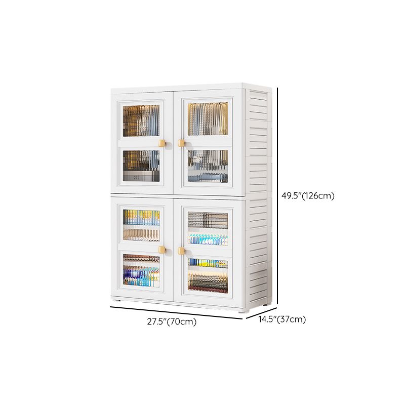 White Plastic Kids Closet Modern Style Shelved Armoire Cabinet with Garment Rod