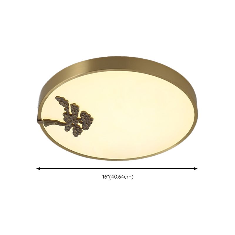 1-Light Drum Flush Mount Modern Metal Flush Light for Bedroom