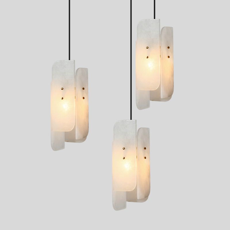 Rectangular Pendant Lamp Fixture Simplicity Single-Bulb White Suspension Lighting