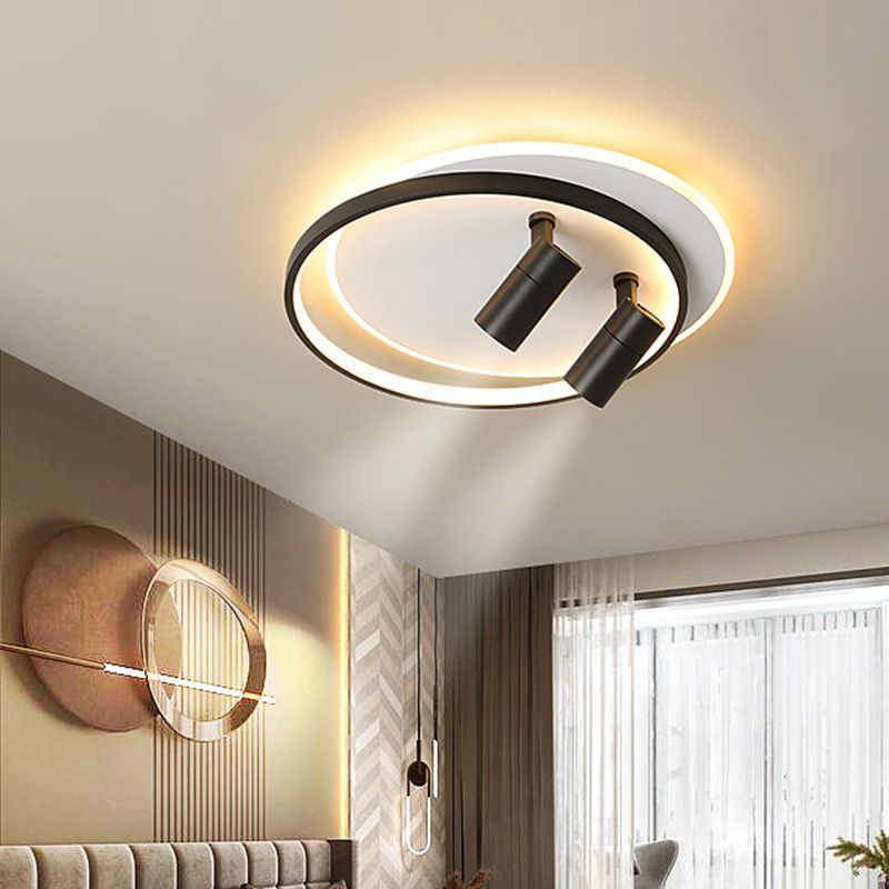 1-Light LED Semi Flush Mount with Circular Acrylic Shade Modern Creative Style Ceiling Light for Corridor