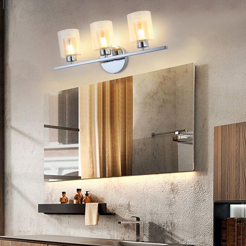 Modern Mirror Front Light 3 Lights Vanity Light with Glass Shade for Bathroom