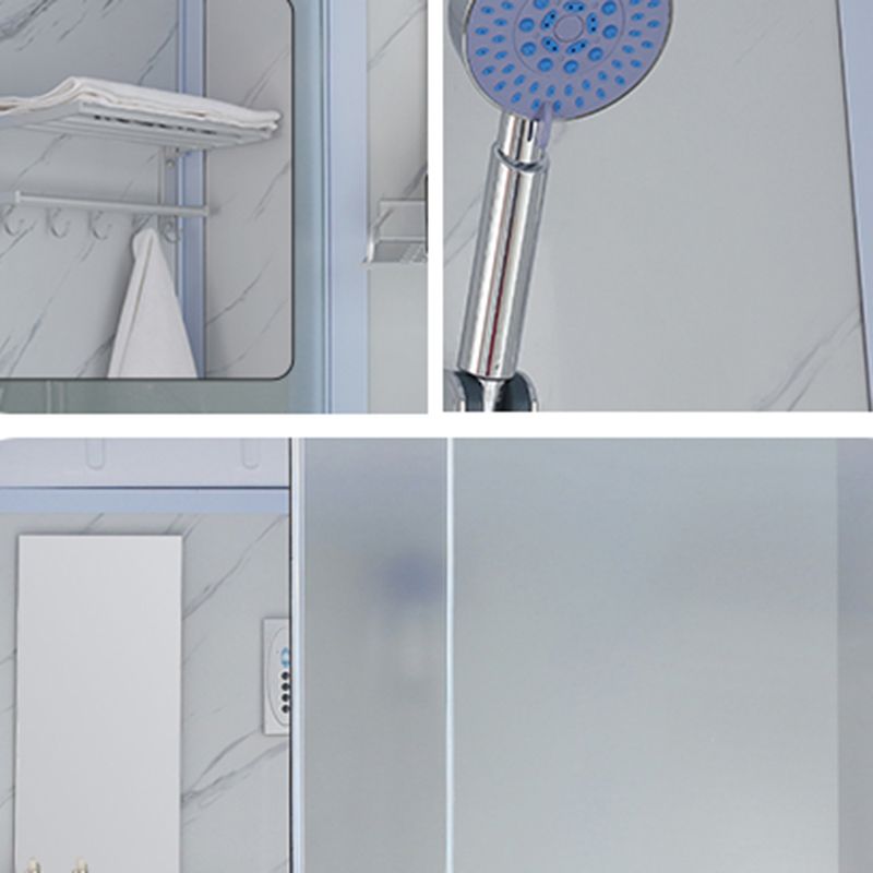 Tempered Glass Shower Stall Black Shower Stall with Towel Bar and Light