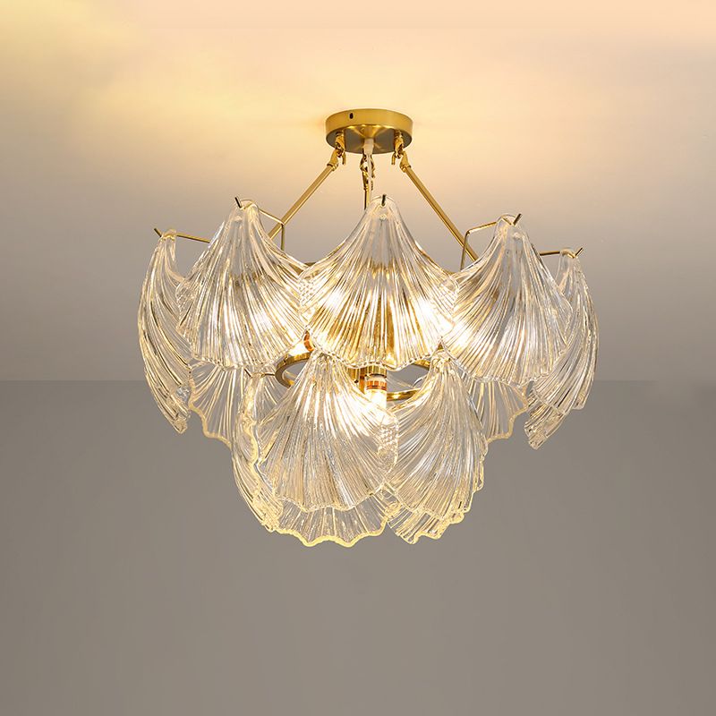 Postmodern Chandelier Light Fixture Metal Glass Shell Decorative Chandelier for Hotel