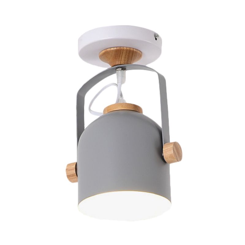 1 Light Cup Shade Flush Ceiling Light Rotatable Macaron Loft Metallic Ceiling Lamp for Bathroom