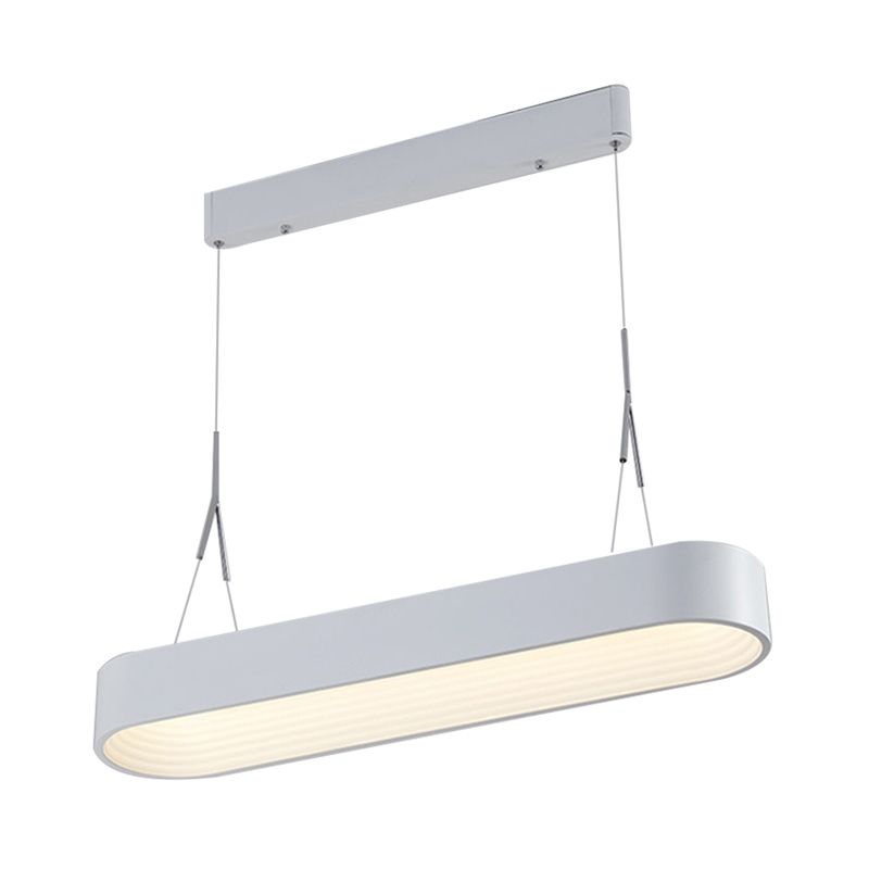 Metal Rectangle Chandelier Lighting Modernist Led 33.5"/47" Wide White/Grey Hanging Lamp Kit with Recessed Diffuser in Third Gear