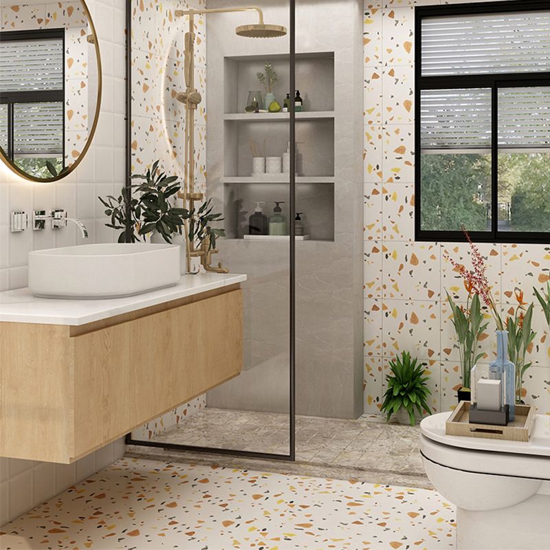 Modern Style Waterproof Floor Tile Straight Edge Square Terrazzo Effect Floor Tile