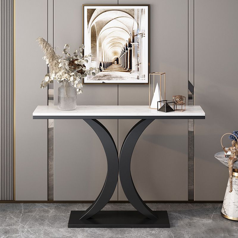 Marble Modern Console Table 31.5-inch Tall Accent Table with Shelf